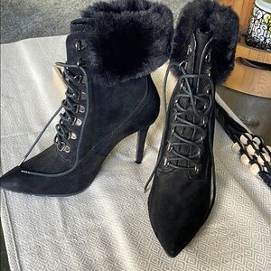 Qupid Scorpio-05 Faux Suede Lace Up Stiletto Boot
